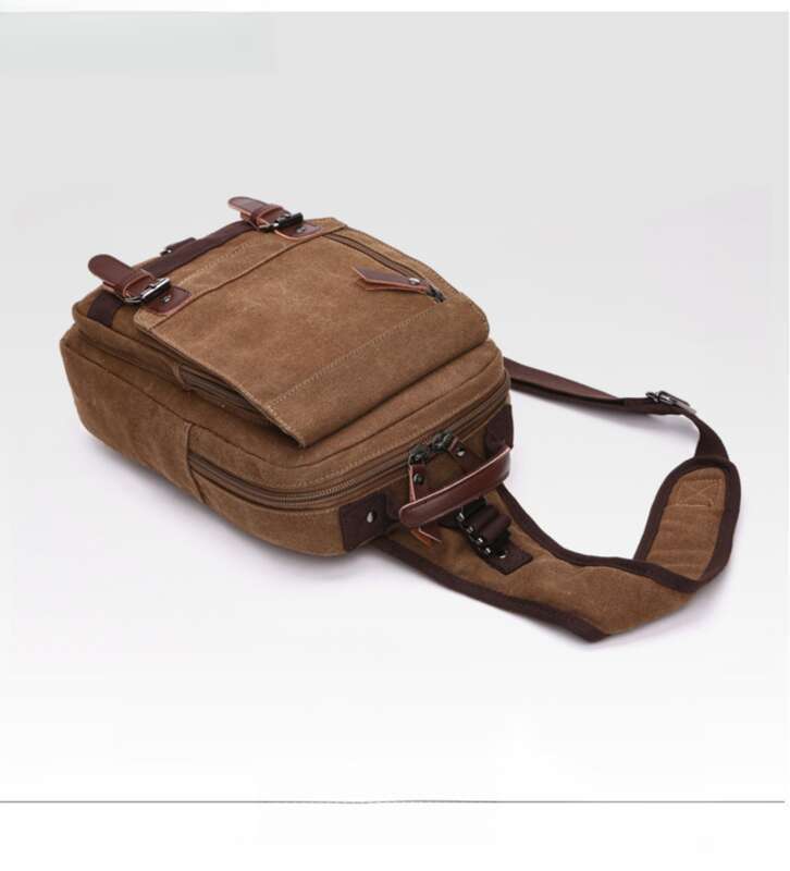 Zaino da viaggio in tela alla moda, diagonale, adatto per uomini e donne, singolo, doppio, a spalla._voghion.com