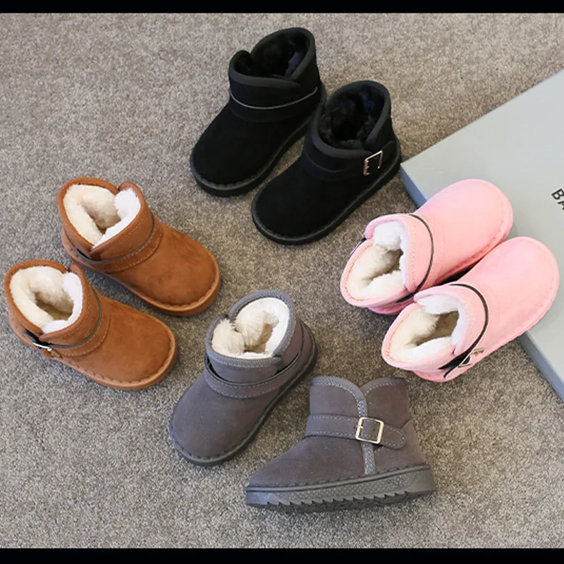 Kids Snow Brown Boys and Girls Baby Toddler Cotton Shoes Kidsnest Gray Soft Padded Thickened Pink Children's Winter_voghion.com