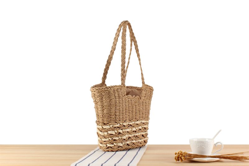 Hohlgewebte aus Papierseil, große Kapazität, versenkte Umhängetasche, Strandurlaubsfoto, gewebte Tasche für Frauen_voghion.com