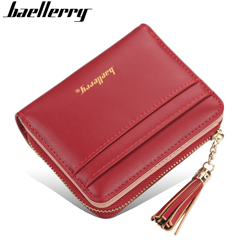 Short Baellerry Korean Edition Multi Card Driver's License Zero Wallet Fashion Tassel Button Women's Bag_voghion.com