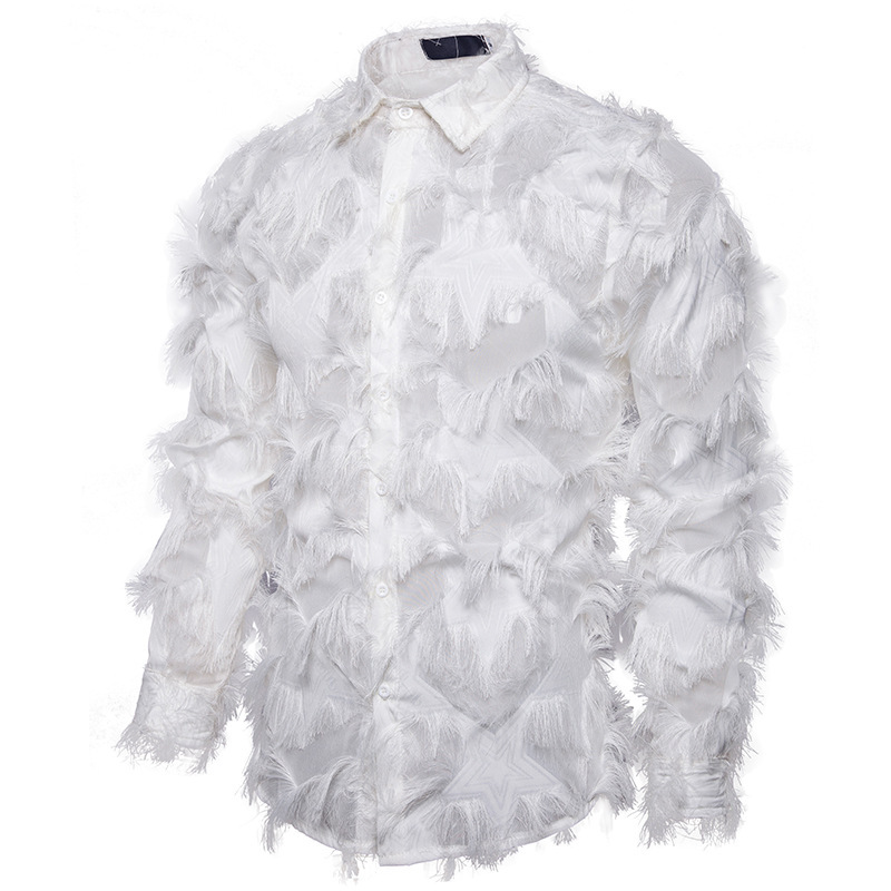 Camicia casual uomo a maniche lunghe con collo alla coreana_voghion.com
