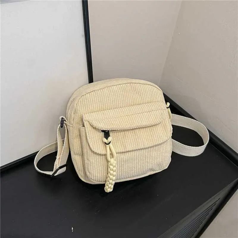 Crossbody Shoulder Bag Corduroy Small Square Casual Commuting_voghion.com