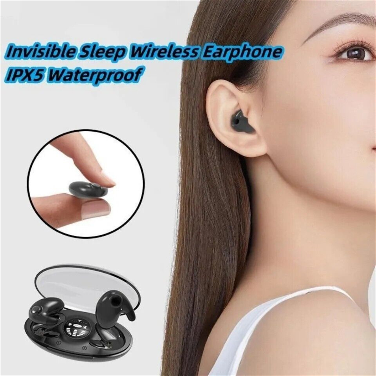 Invisible Sleep Wireless Earbuds Bluetooth Headset TWS Waterproof Earphones_voghion.com