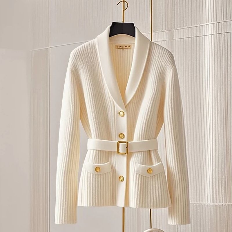 Vêtements pour femmes Hiver Unique Chic Tricoté Cardigan Haut Style Paresseux Haut de Gamme Blanc Pull Veste