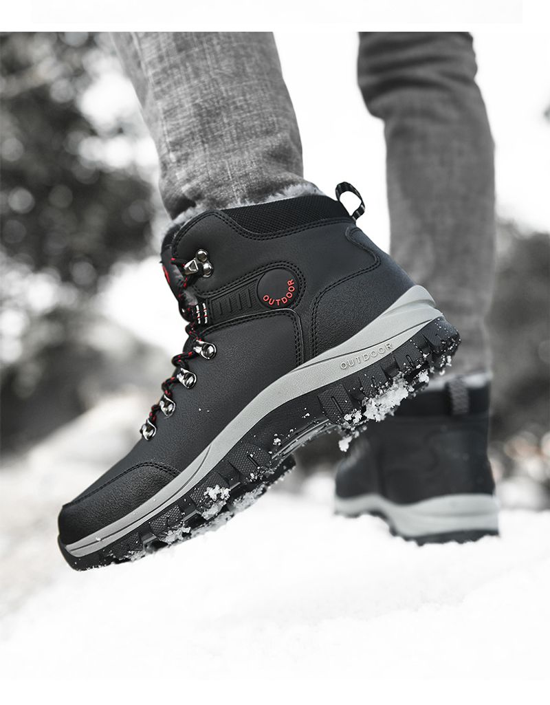 Herrenschuhe mit Fleece verdickt warme Schneestiefel Outdoor Herren High Top Nordost Baumwollschuhe_voghion.com