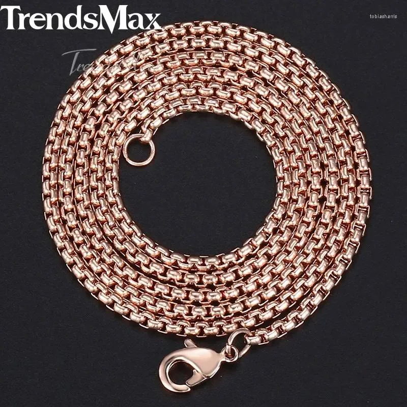 Chaînes Collier pour femme en acier inoxydable couleur or rose Chaîne à mailles pour femmes et hommes 18-24 pouces KKN555_voghion.com