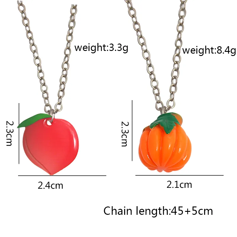 Collane con ciondolo Fungo Peperone Cavolo cinese Ravanello Zucca Pesca Collana Verdure Frutta Gioielli in smalto per bambini_voghion.com
