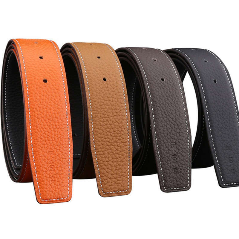 Men's And Women's Double-sided Original Lychee Grain Top Layer H Family Orange Yellow Earth Black Pure Cowhide Leather_voghion.com