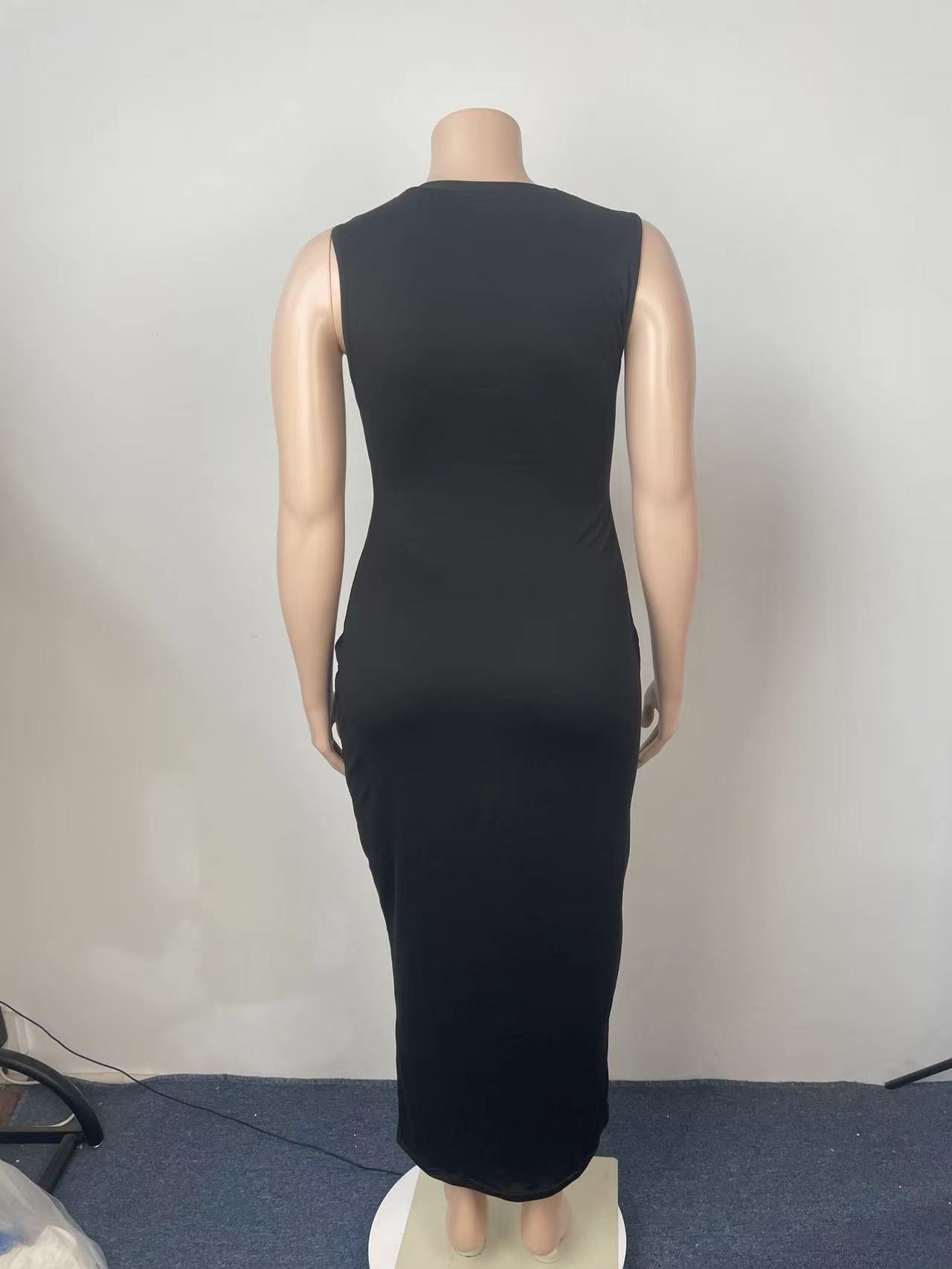 Vêtements pour femmes, couleur unie, sexy, ajouré, fleur brûlée, robe grande taille_voghion.com