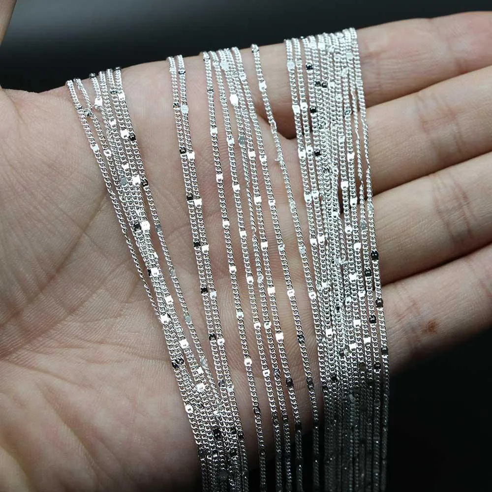 Catena con chiusura a moschettone da 40 cm e 1,25 mm per la creazione di gioielli fai da te con collana in rodio e argento, accessori da 12 pezzi/confezione_voghion.com