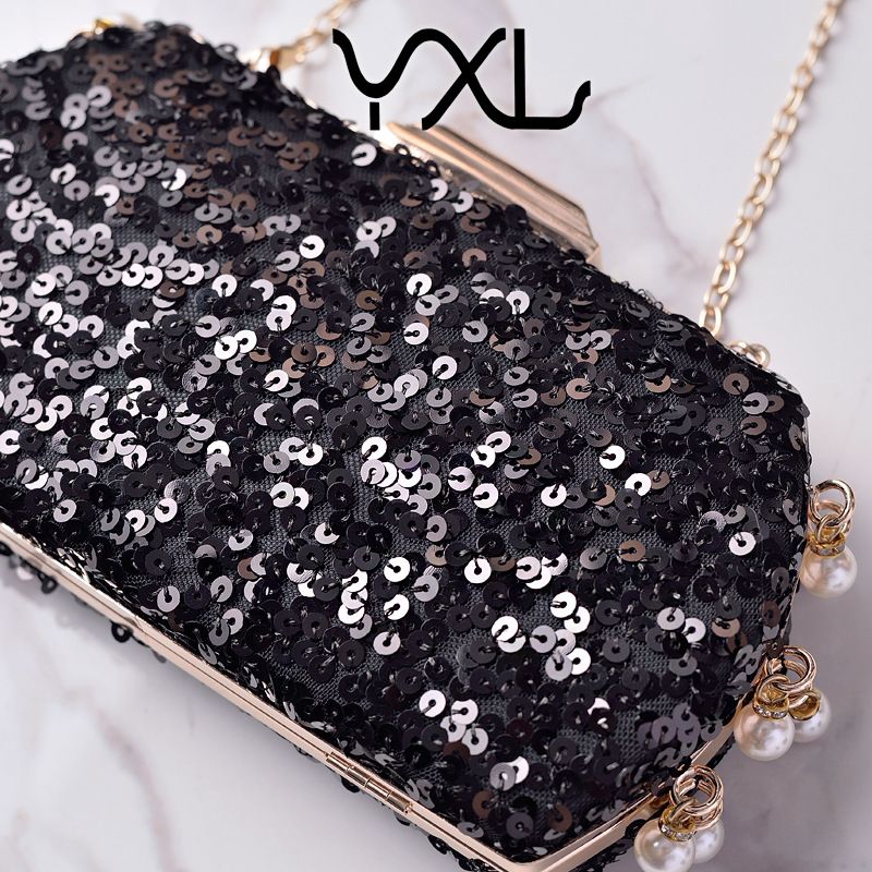 Pochette de soirée rétro brillante à paillettes transfrontalières, sac de mode européen et américain_voghion.com