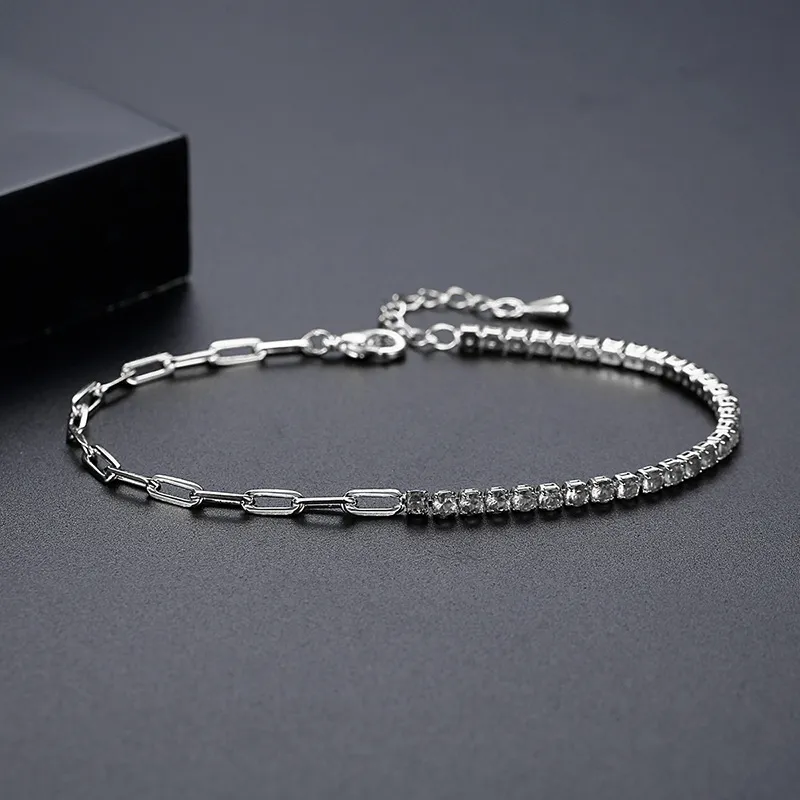 Link Armbanden Tennis Armband Voor Vrouwen Veelkleurige Regenboog CZ Kleurrijke Kubieke Zirkoon Paperclip Valentijnsdag Cadeau_voghion.com