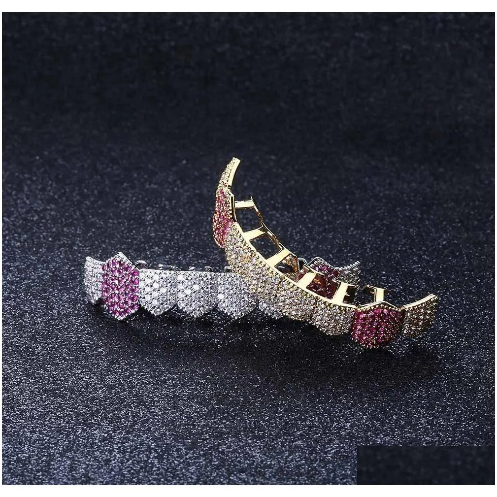 Goldzahnspangen Punk Hip Hop Mticolor Dia Benutzerdefinierte Bottom Grillz Dental Mund Fang Grills Zahnkappe VA DHGPQ_voghion.com