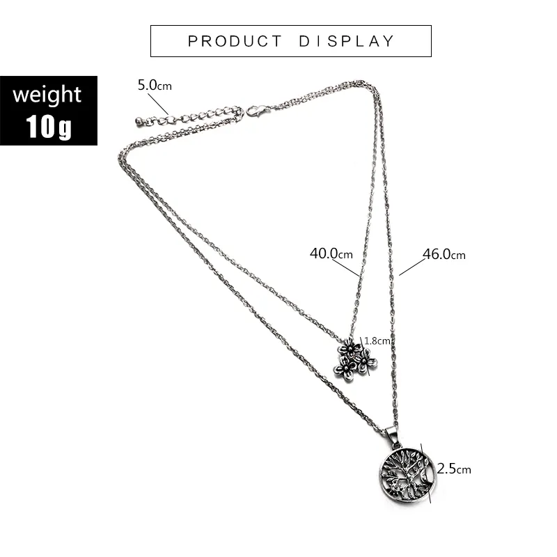 Collane con ciondolo Boho Antique Sier Color Elephant Leaf Whale Tail Choker Collana multistrato Collare per donna Gioielli_voghion.com