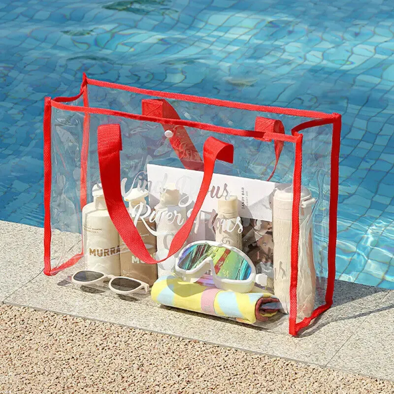 Clear Pvc Beach Bag Versatile Women Tote Shoulder Bag Waterproof_voghion.com