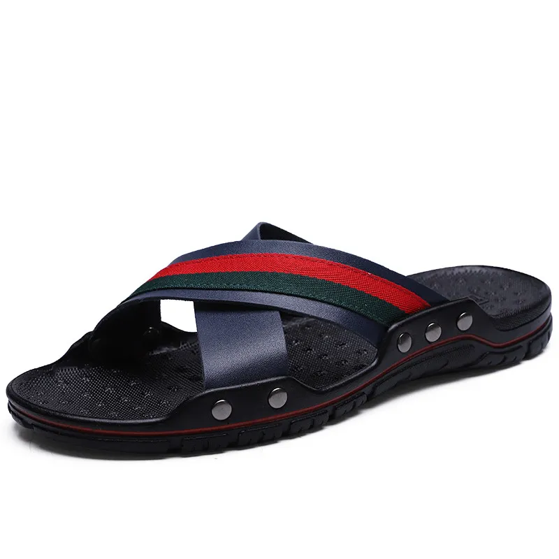 FUQIAO Marke Sommermode Ledersandalen Cross Strap Strand Wasserschuhe Männer Hochwertige Hausschuhe Große Größe: 38-47_voghion.com