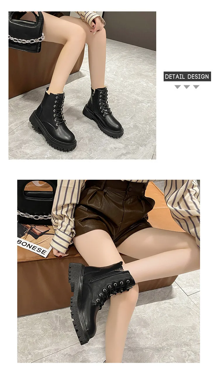 2024 Neue Designer-Martin-Stiefel für Damen, kostenloser Versand, dicker Boden mit erhöhter Höhe und zusätzlichem Veet, Schwarz/Weiß_voghion.com