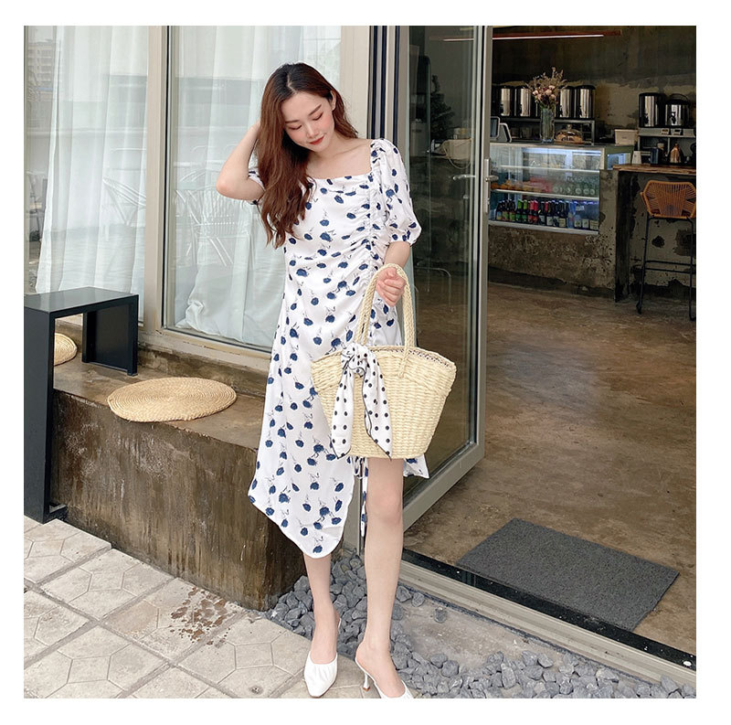 Korean style new straw woven bag women's fashion silk scarf summer straw woven bag hand-held seaside holiday handbag_voghion.com