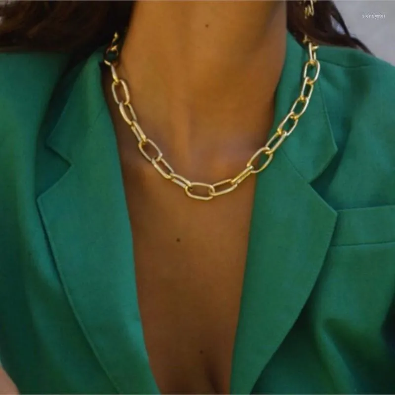 Chains Chain Necklaces Thick Toggle Clasp Gold Sier Mixed Linked Circle Necklace Women Minimalist Choker Neck Lace Punk_voghion.com