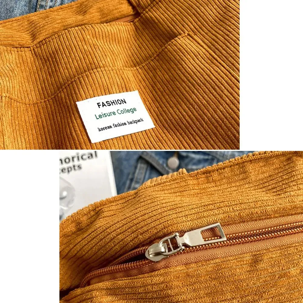 Dame skulderhåndtasker Corduroy tote stor indkøbstaske 240822_voghion.com