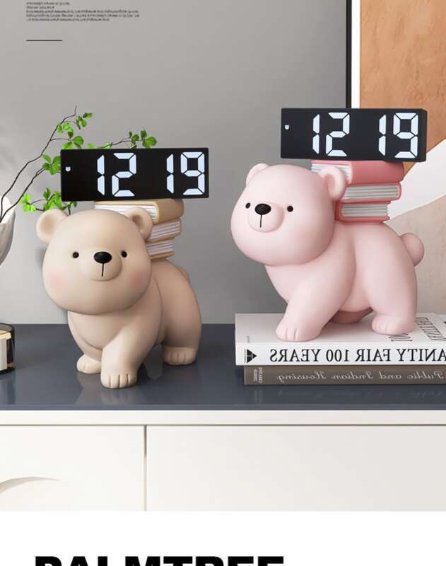 【Merkeanmeldelse 102000+】 Palmetre Kreativ Bjørn Digital Elektronisk Klokke Ornament Stue Entré Kontor Skrivebord_voghion.com