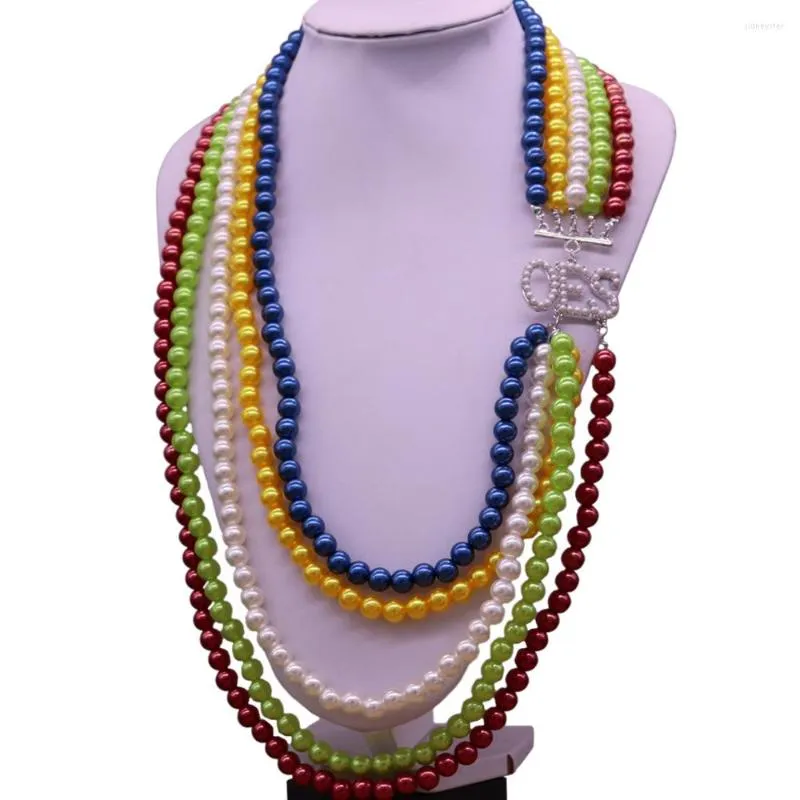 Pendant Necklaces Handmade Mix Colors Pearl Layers Long Chokers Sorority Fraternity OES Order Easter Star Organization_voghion.com