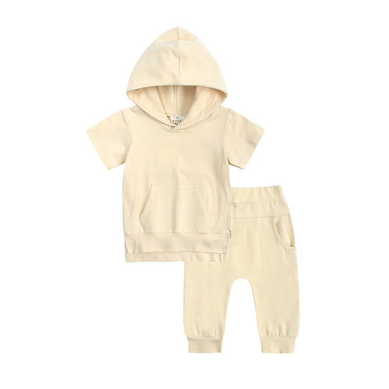 Mother&Kids Children's suit hooded short-sleeved hoodie trousers two-piece children's suit_voghion.com
