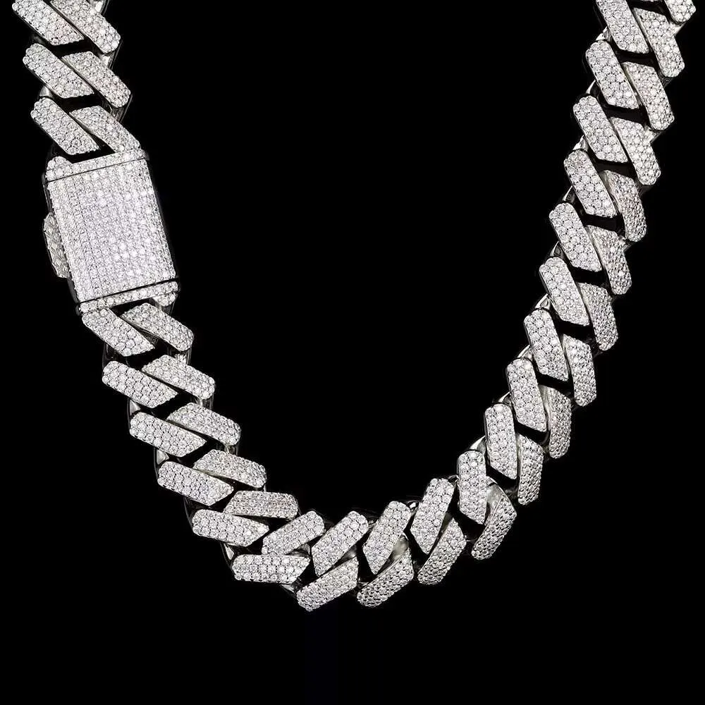 Designer Fashion Cubaanse Link Chain Pass Moissanite Diamant Tester Miami Hip Hop Sieraden VVS Steen Glanzend 3 Rijen Mannen Vrouwen_voghion.com