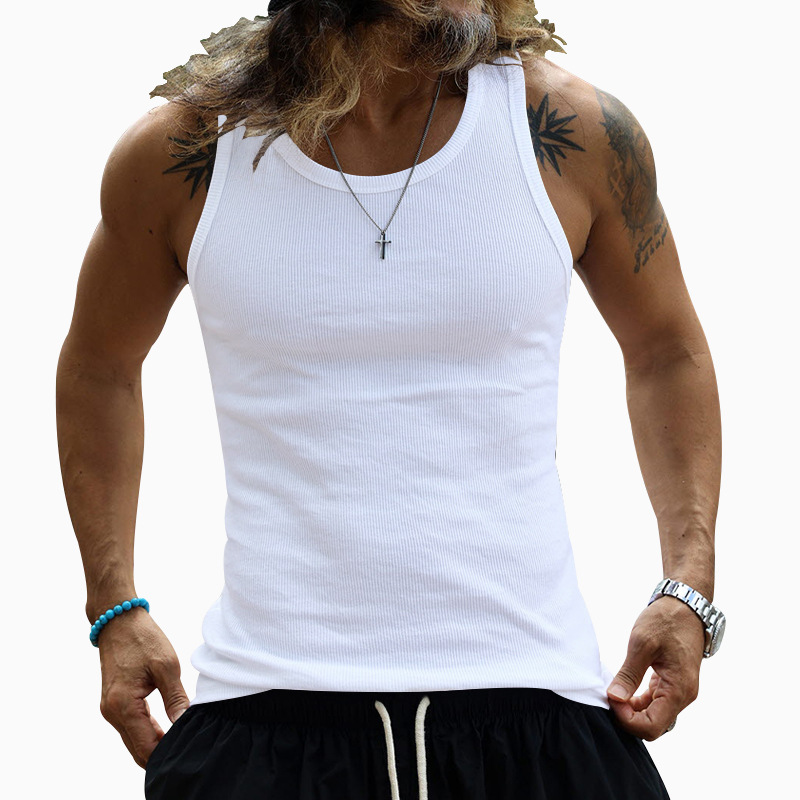 24 New American Herren Tank Top Slim Fit Freizeit Sport Herren Frühjahr/Sommer Unterteil Thread Tank Top_voghion.com