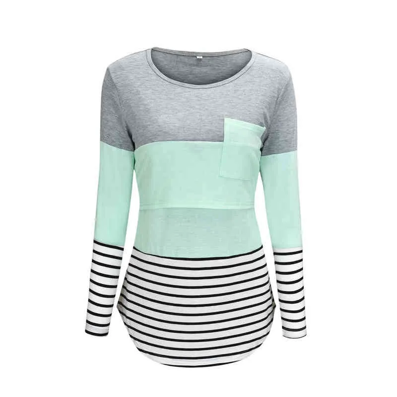 Frauen Schwangere Mutterschaft Kleidung Stillen Tops Stillen Gestreiften T-shirt Mama Langarm S/M/L/Xl/Xxl L220801_voghion.com