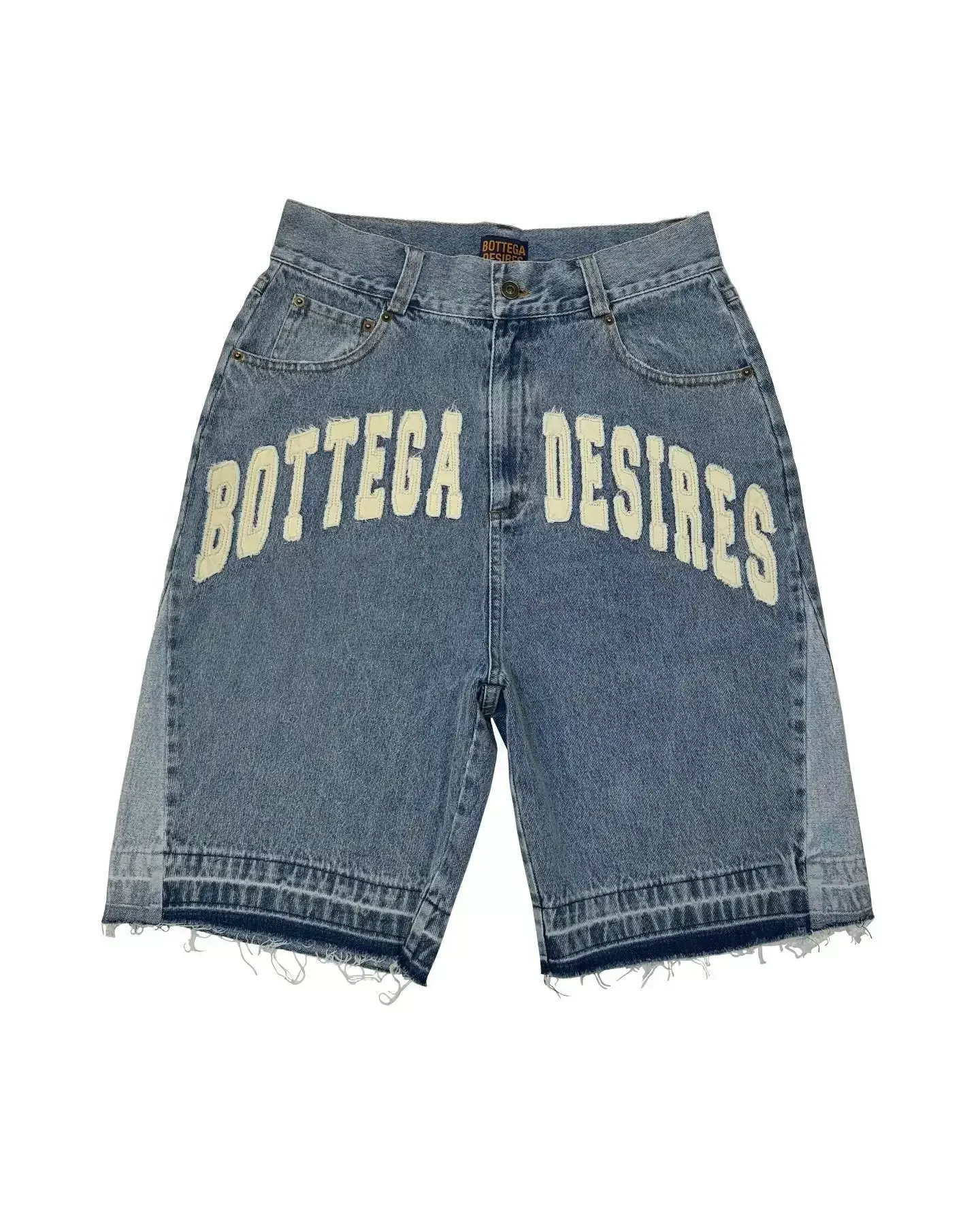 Pantaloncini in denim da uomo, neri e blu, stile retrò Y2k, patchwork, estivi, casual, con giunture, da palestra_voghion.com