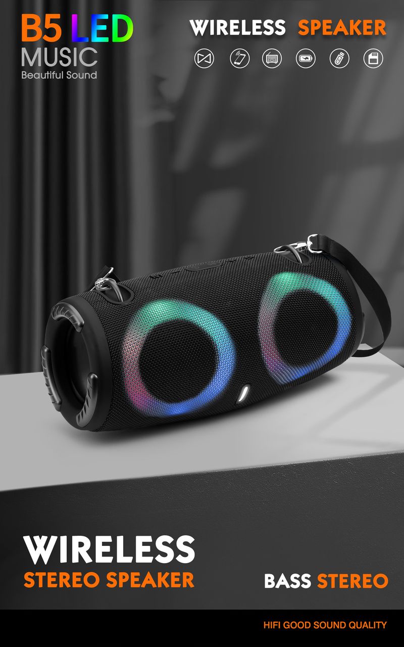 Difuzor Bluetooth MINI-XTREME3RGB cu tobă de război portabilă cu lumină de ambianță rece, potrivită pentru activități în aer liber de petrecere_voghion.com