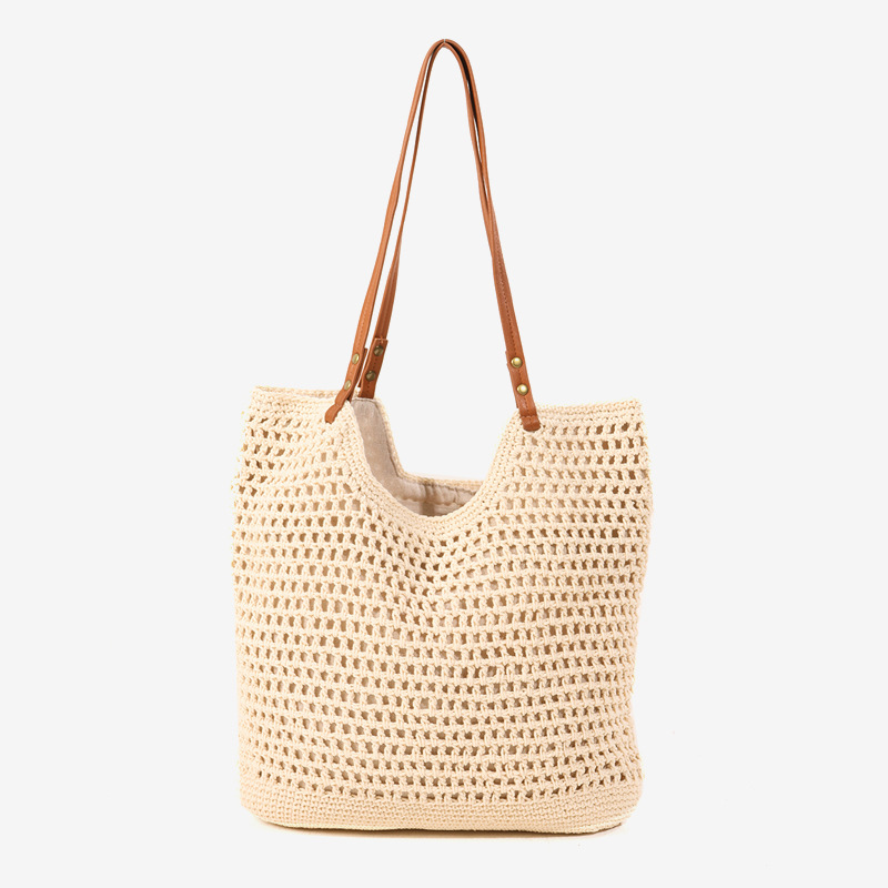 Hersteller großhandel hohl one-schulter baumwolle gewebt tasche neue sommer große kapazität stroh tasche urlaub am meer strand tasche_voghion.com