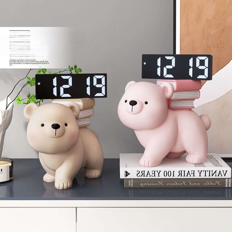 【Merkeanmeldelse 102000+】 Palmetre Kreativ Bjørn Digital Elektronisk Klokke Ornament Stue Entré Kontor Skrivebord_voghion.com