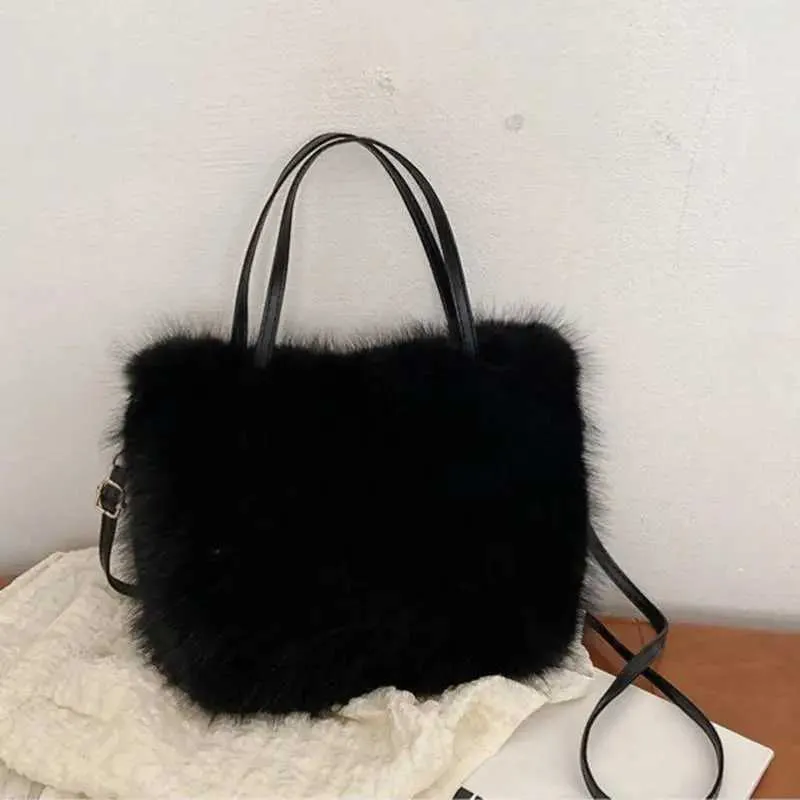 Sac à bandoulière simple en peluche à la mode pour l'hiver, grande capacité, minimaliste, pour fille, NEWC241214_voghion.com