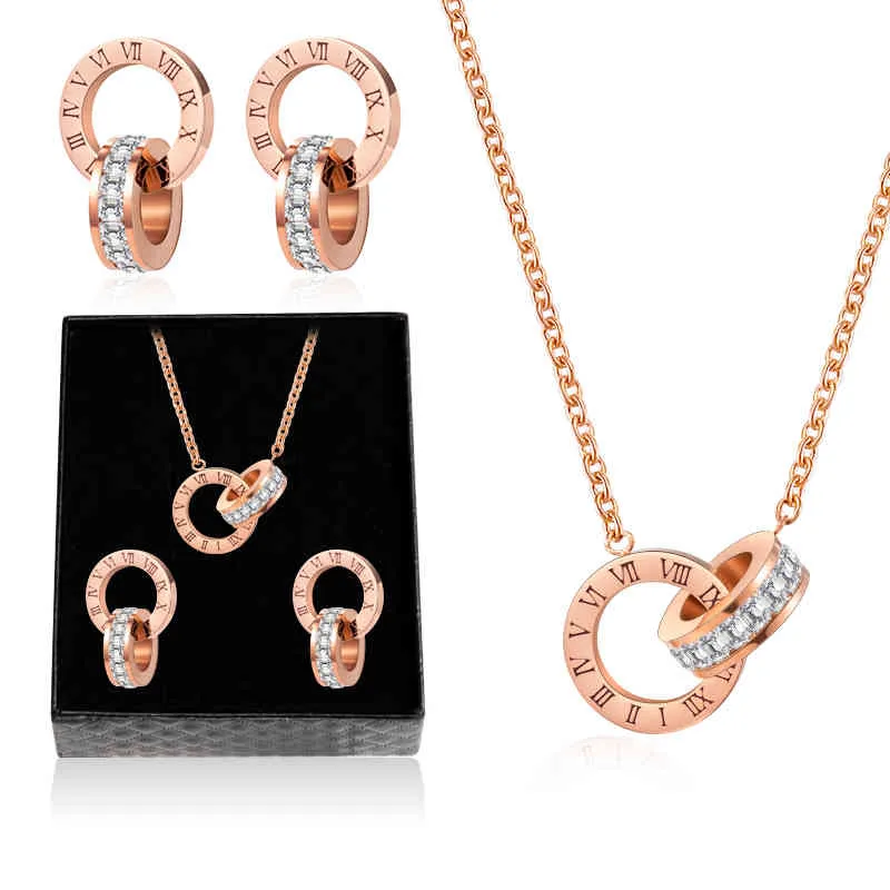 Parure collier et boucles d'oreilles chiffres romains cristal_voghion.com