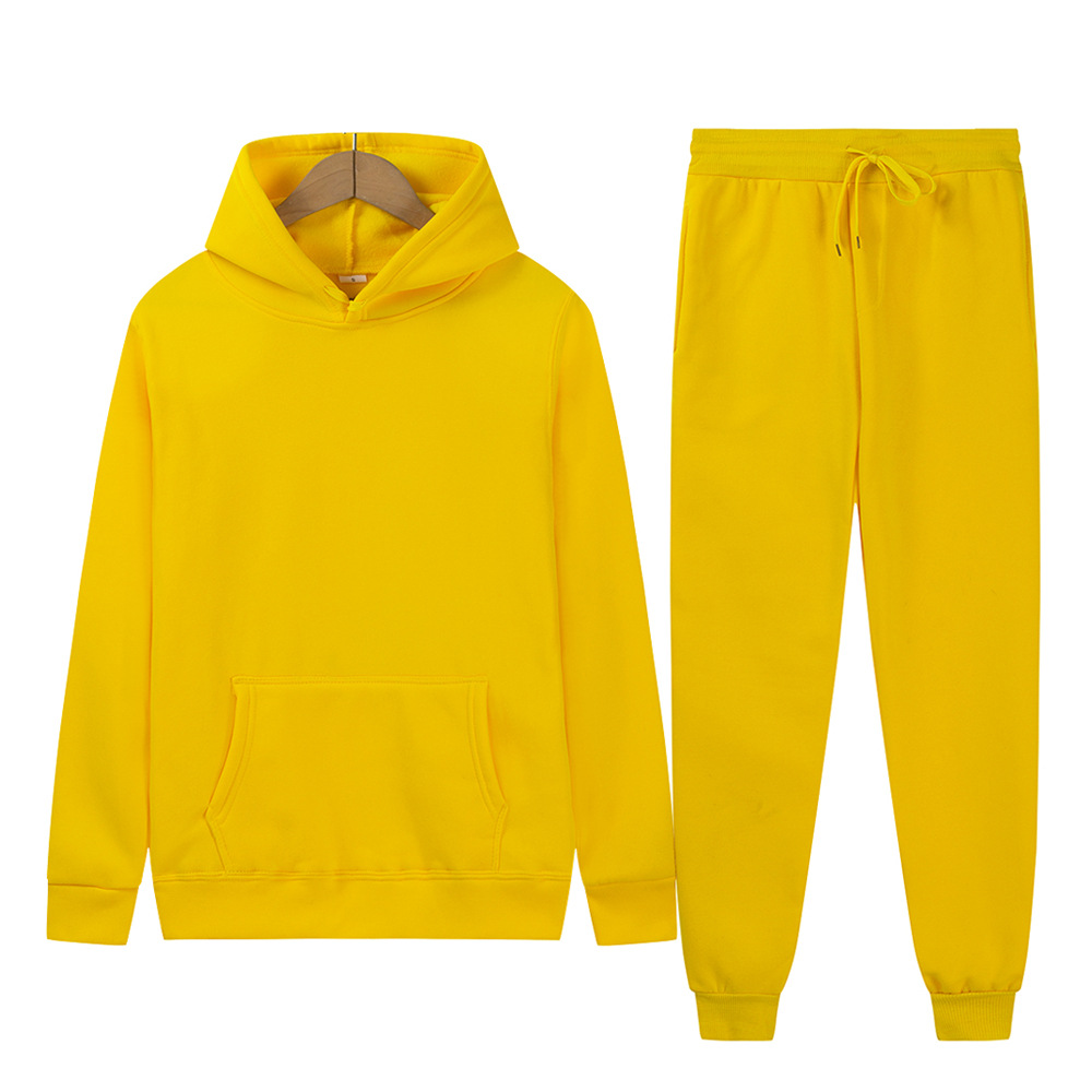 Sports Clothing Men's And Women's Sports Sweatshirt Set Solid Color Light Plate Fleece Hoodie + Trousers_voghion.com