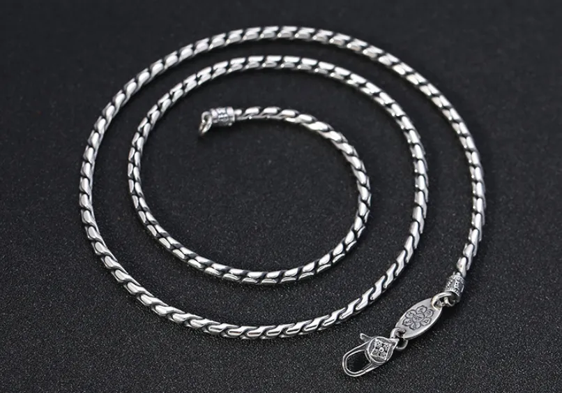 Catene Unibabe 3mm Solido Argento Twist Collana S Sterling Uomo Donna Catena Maschile Gioielli Regalo_voghion.com