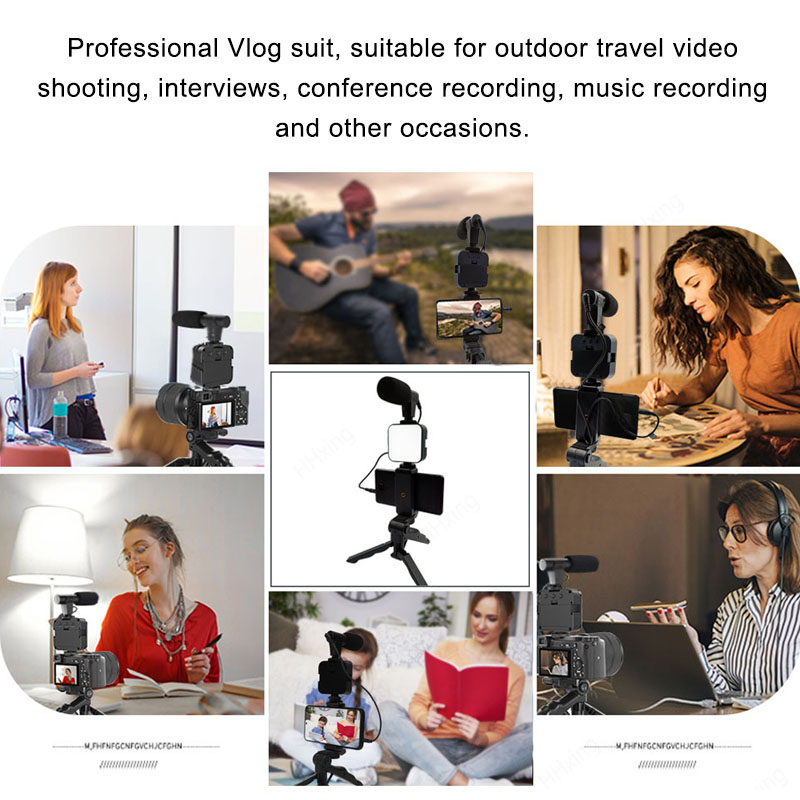 Phone Holder Photography Lighting Smartphone Video Kit Microphone LED Selfie Tripod Recording Handle Portable Stabilizer Bracket_voghion.com