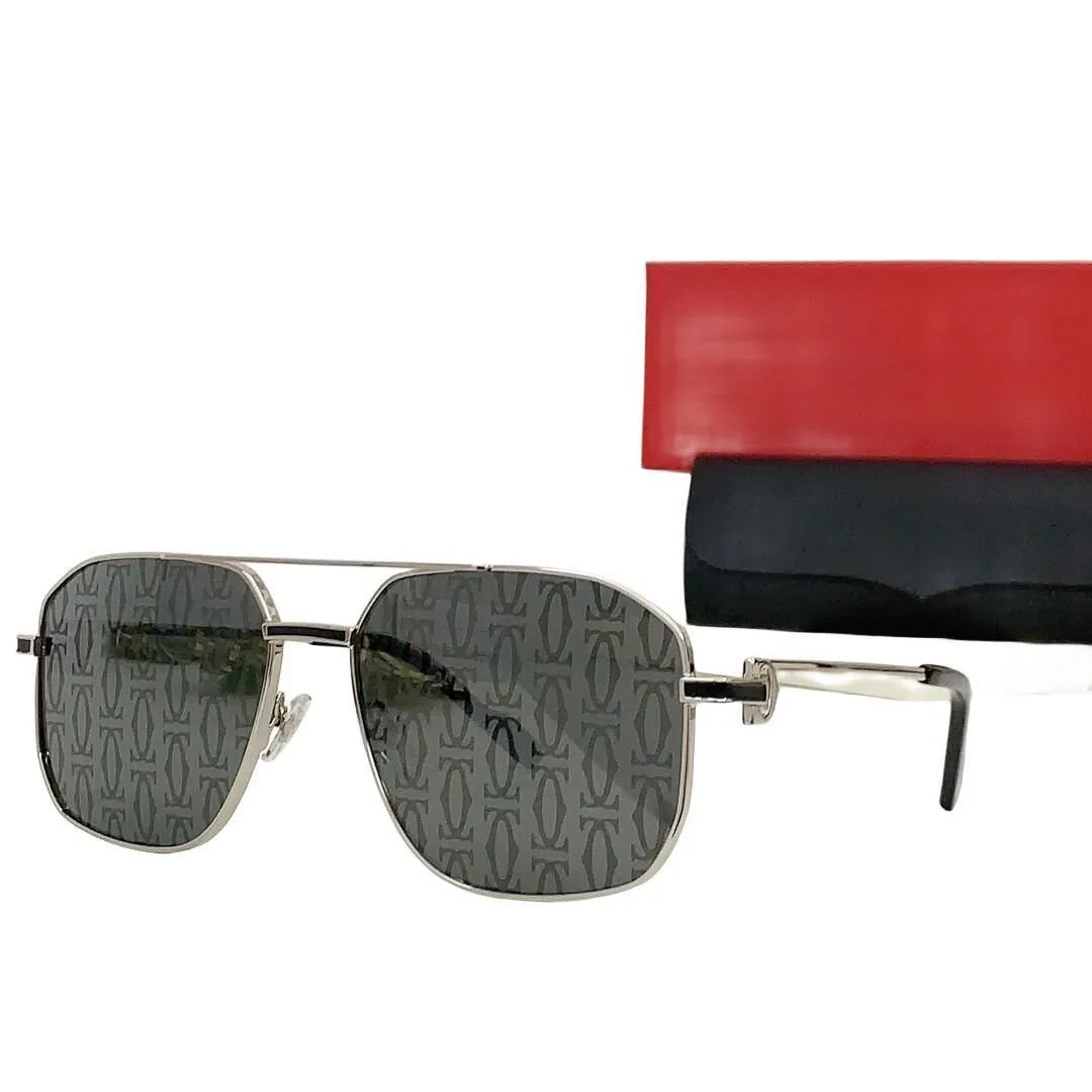 Rechteckige Halbrahmen-Sonnenbrille für Damen aus Metall mit schmalem Rahmen CT0333S. Wunderschöne Verzierung an den Bügeln in Gold und Silber_voghion.com