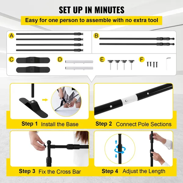 Adjustable Background Backdrop Support Stand Kit For Photography_voghion.com