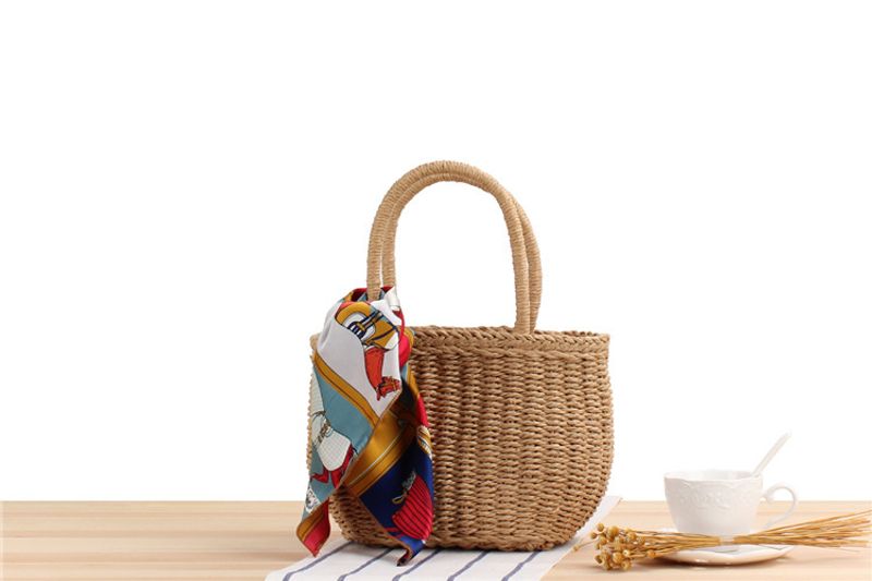 New Korean Handmade Grass Vacation Beach Woven Women's Casual Hand-held Small Bag_voghion.com