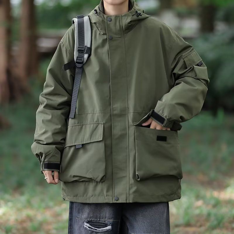 Funktionale zweiteilige Arbeit für Herren Frühling Herbst Outdoor Bergsteigen und Laden Windjacke lose lässig_voghion.com