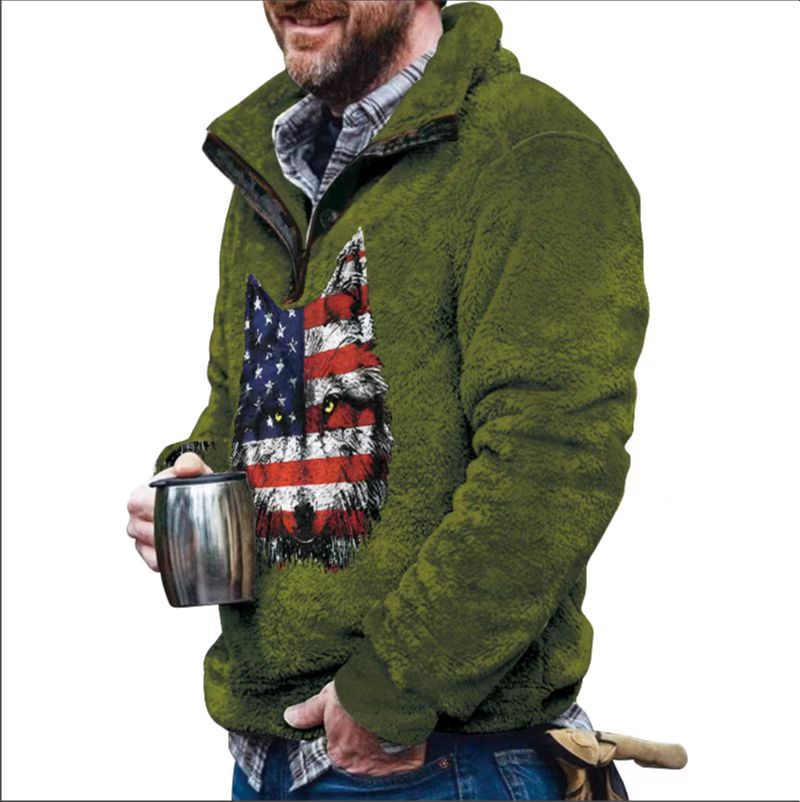 Felpa in pile da uomo con tasca con bottone - Morbida e calda felpa invernale casual, scollo a V, manica lunga, vestibilità ampia, stampa digitale, vari colori_voghion.com