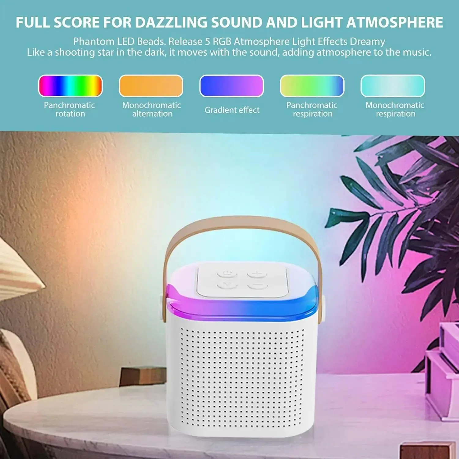 Microphone Portable Bluetooth Karaoke Speaker With 2 Wireless Handheled Microphones For Home Party 240621_voghion.com