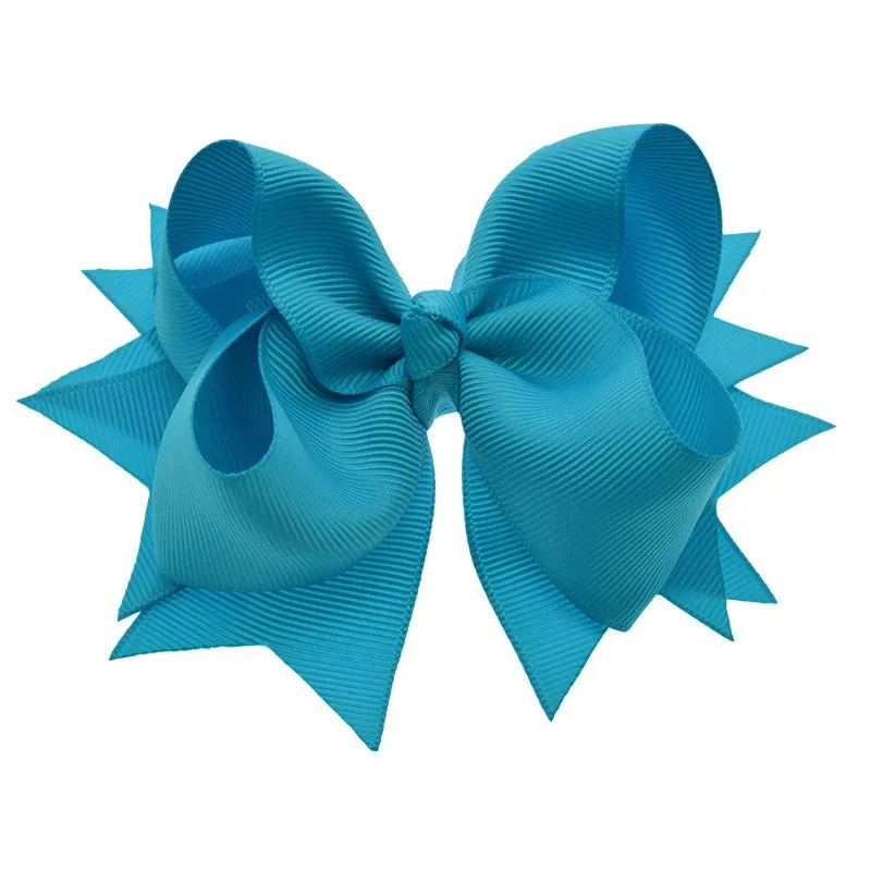5 Inch Large Boutique 12 Bulk Colorful Solid Ribbon Grosgrain Bow With Clips For Kids Girls Hair Accessories_voghion.com