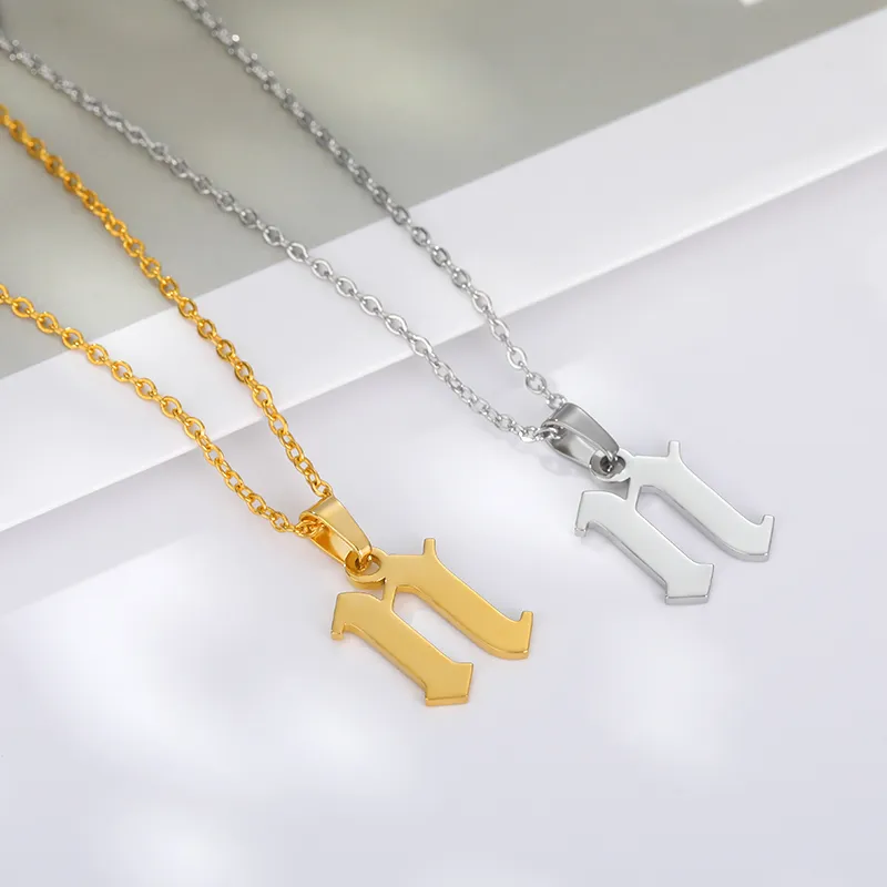 Catene Collana con Iniziale Piccola per Donna Catena con Lettera Collane in Acciaio Inossidabile Carattere Inglese Antico Minuscolo All'ingrosso_voghion.com