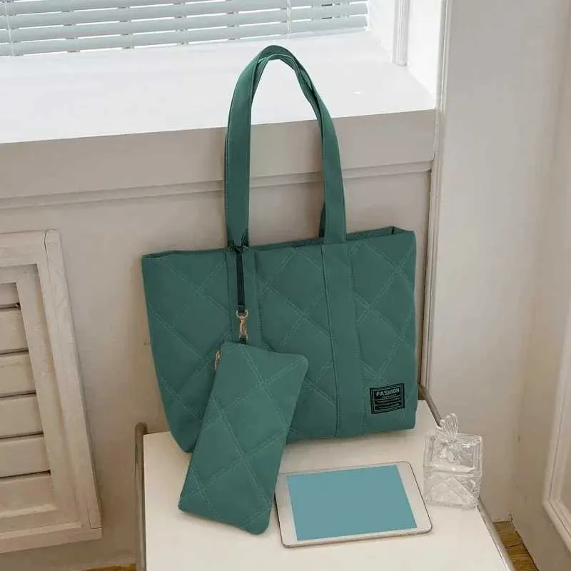 Borsa da donna autunno inverno moda spazio cotone tuta borsa a tracolla grande capacità tinta unita tutto-fiammifero shopping_voghion.com