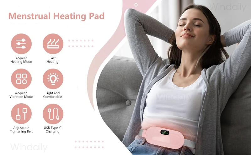 Beauty Care shop Heating Electric Menstrual Pad Smart Warm Palace Belt Abdominal Belly Vibration Massager Period Pain Relief Wa_voghion.com