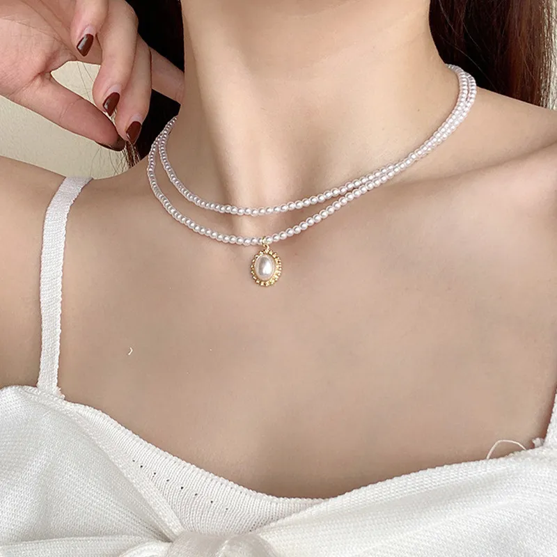 Anhänger Halsketten Einfache Perlenkette Choker Halskette Kristallblatt Quaste Für Frauen Mode Sex Schmuck Prom_voghion.com